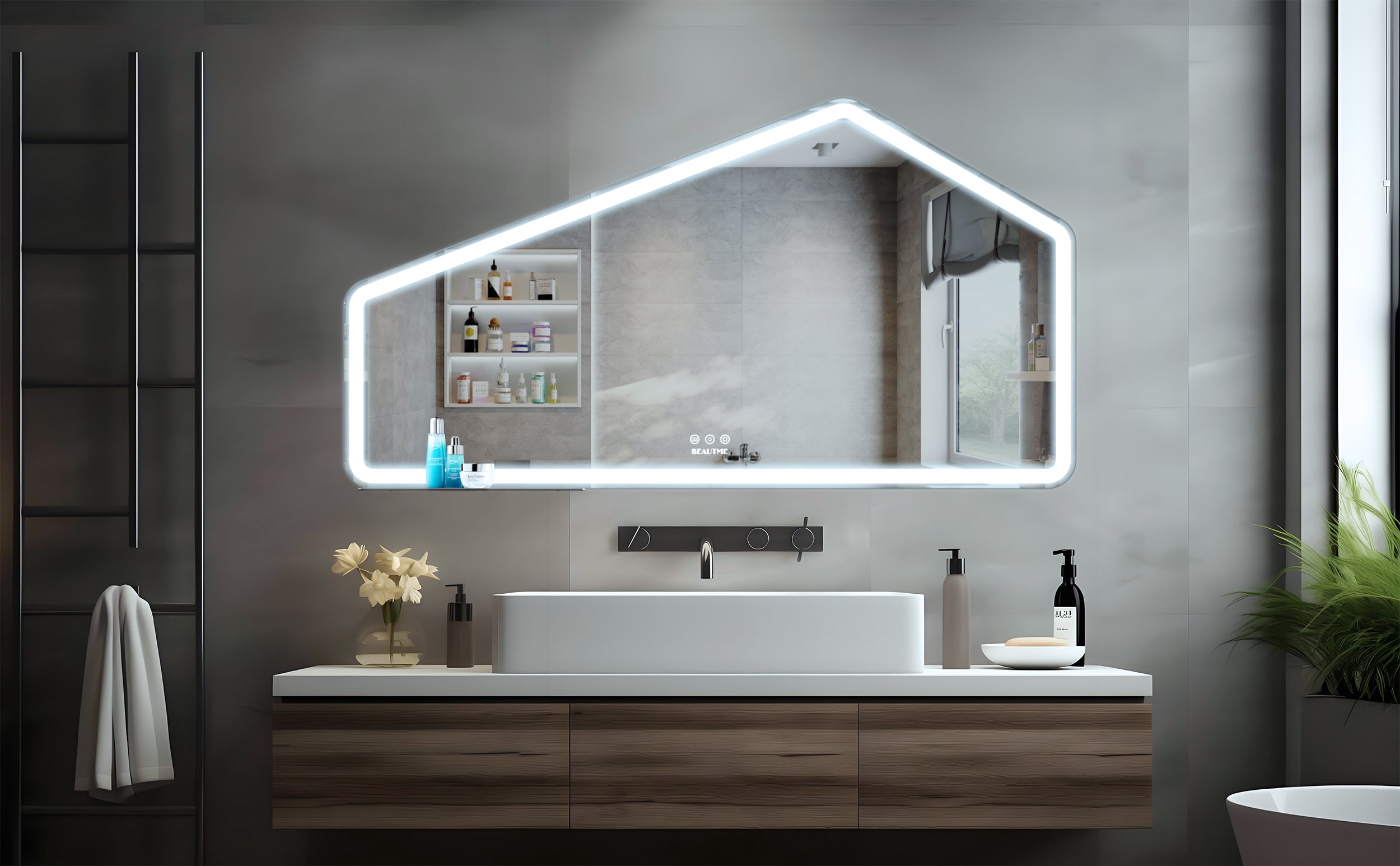 52X28 Inch Led Bathroom Vanity Mirror Wall Mounted Adjustable White/Warm/Natural Lights Anti-Fog Touch Switch With Memory Modern Smart Large Bathroom Mirrors