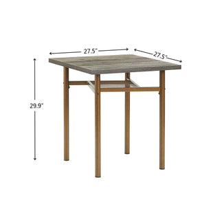 Dining Set for 2, Squre wooden Dining Table with 4 Legs and 2 Metal Chair for Home Office, Kitchen, Dining Room