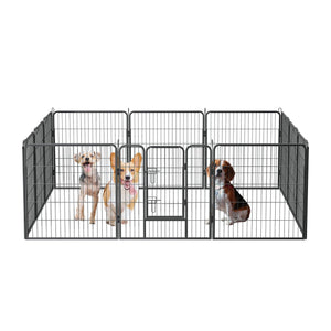 Dog Pens Outdoor 32" Height Foldable 12 Panels Heavy Duty Metal Portable Dog Playpen Indoor Anti-Rust Exercise Dog Fence With Doors For Large/Medium/Small Pets Play Pen For RV Camping Yard