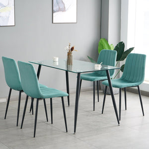 GIKILI Modern Dining Kitchen Chairs with Black Coated Metal Legs (set of 4), Teal