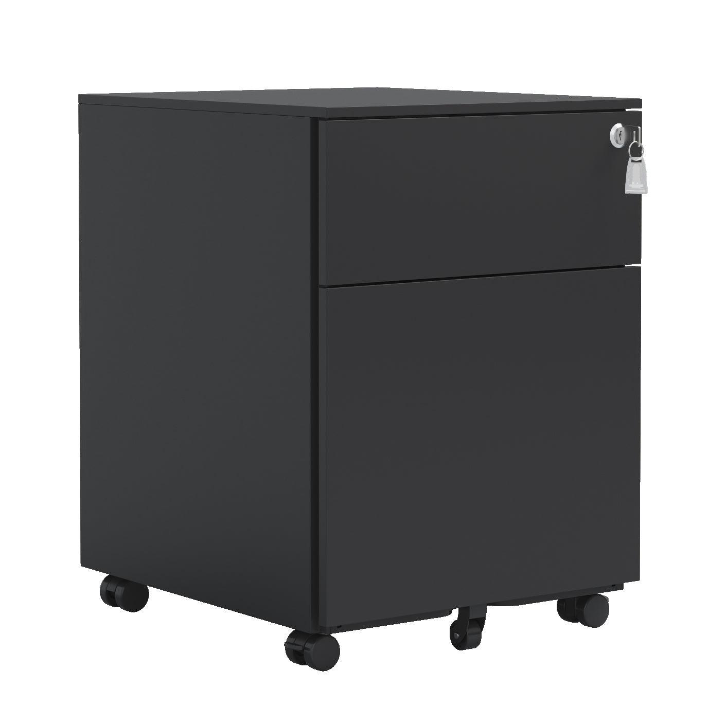 2 Drawer Mobile File Cabinet with Lock Steel File Cabinet for Legal/Letter/A4/F4 Size, Fully Assembled Include Wheels, Home/ Office Design, Black LamCham