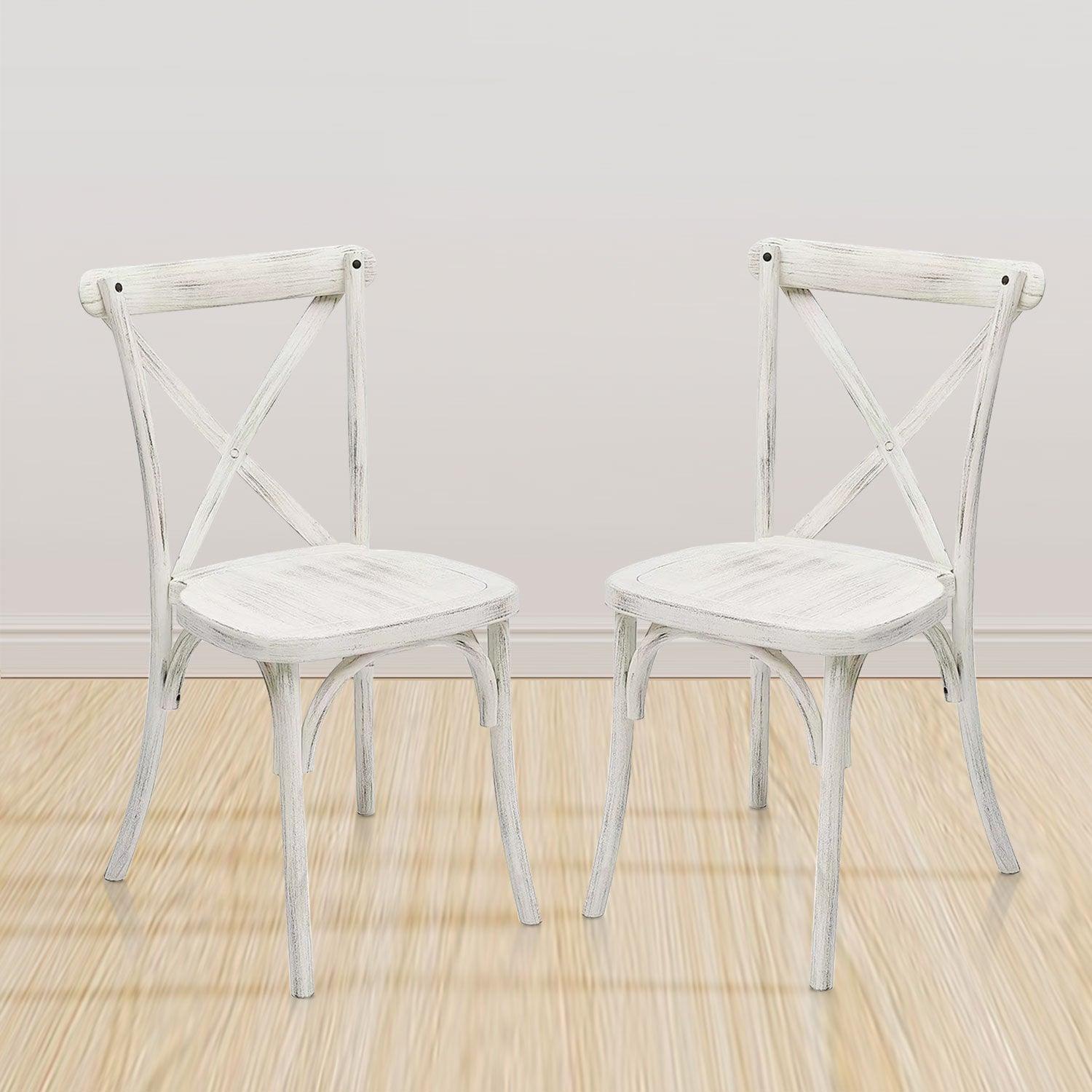 2-Pack Resin X-Back  Dining Room Chair, Lime Wash LamCham