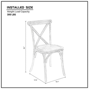 2-Pack Resin X-Back  Dining Room Chair, Lime Wash LamCham