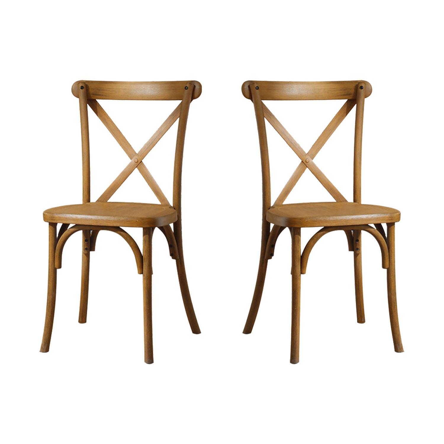 2-Pack Resin X-Back  Dining Room Chair, Natural LamCham