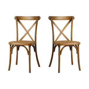 2-Pack Resin X-Back  Dining Room Chair, Natural LamCham