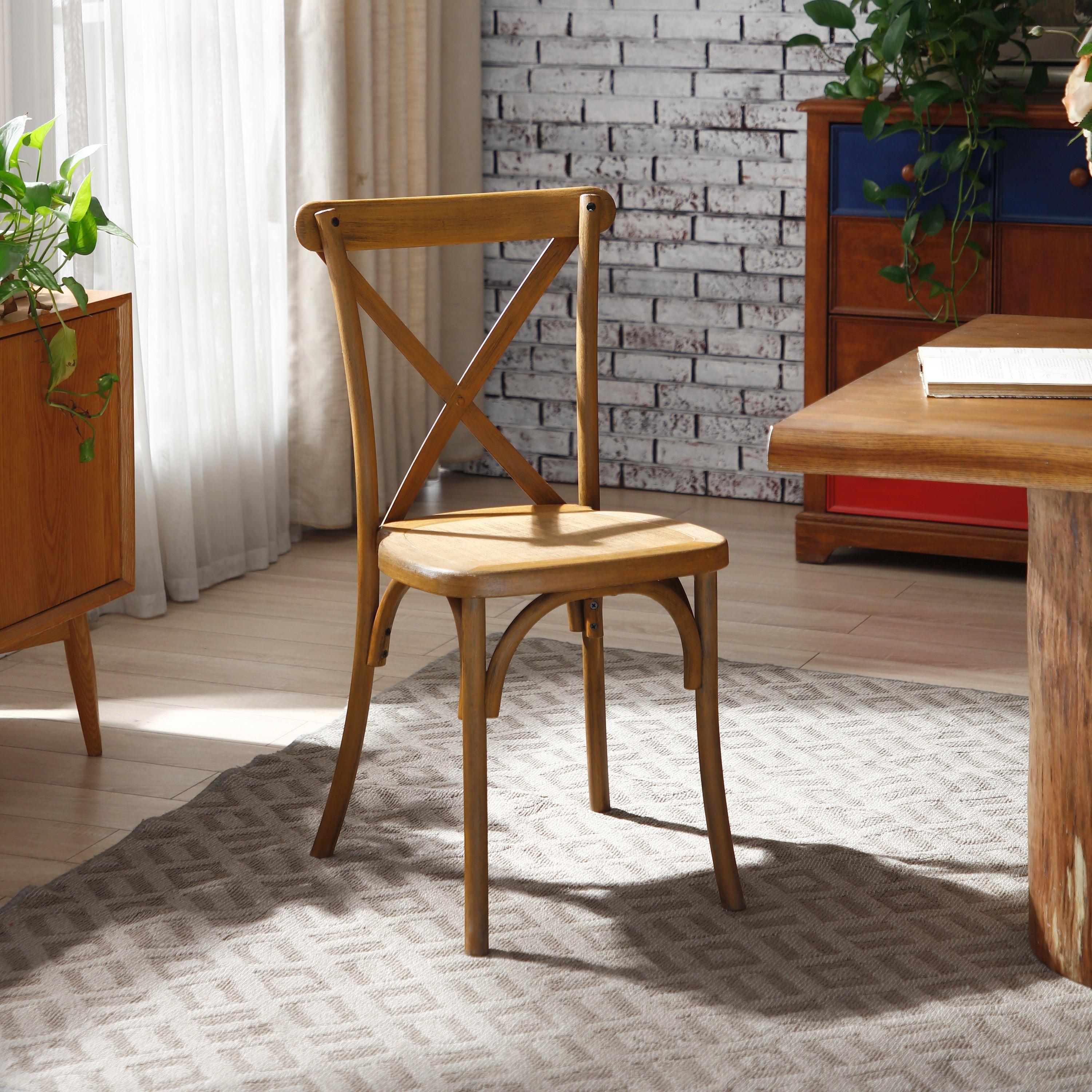 2-Pack Resin X-Back  Dining Room Chair, Natural LamCham