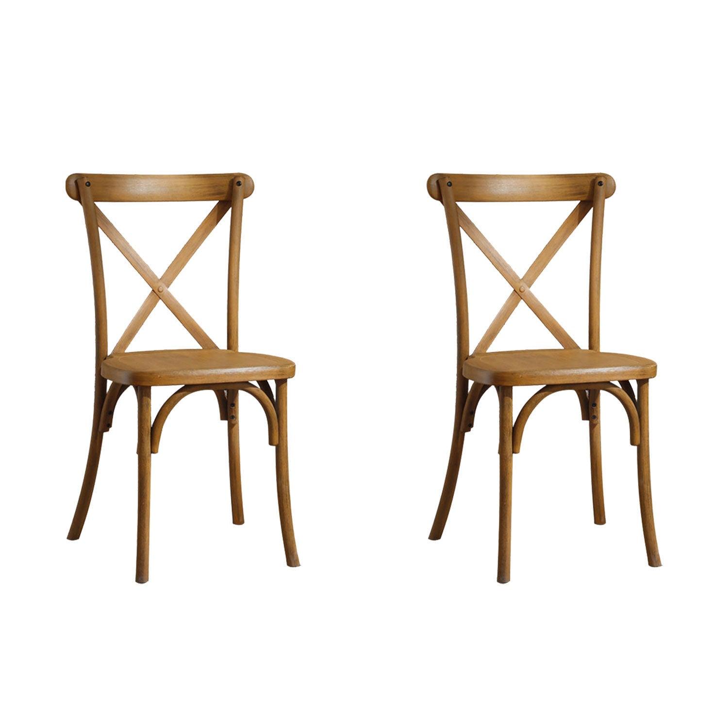 2-Pack Resin X-Back  Dining Room Chair, Natural LamCham