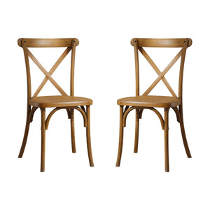 2-Pack Resin X-Back  Dining Room Chair, Natural LamCham