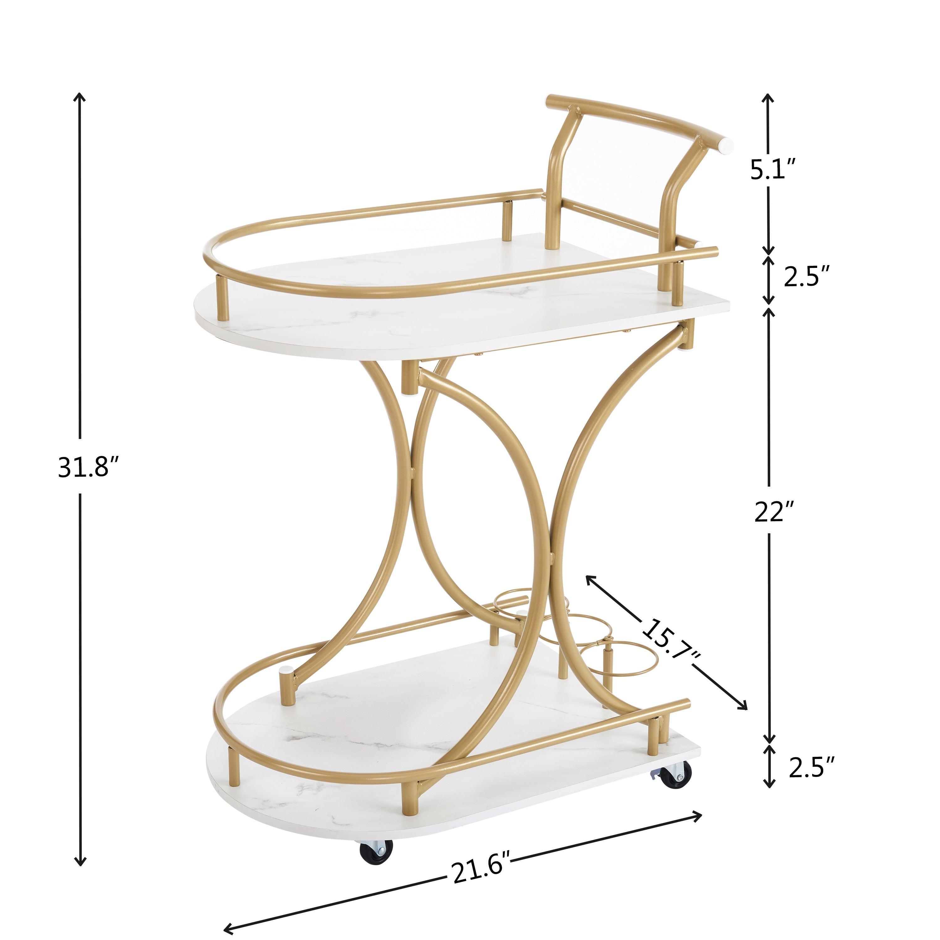 2-Tier Bar Cart, Mobile Bar Serving Cart, Industrial Style Wine Cart for Kitchen, Beverage Cart with Wine Rack and Glass Holder, Rolling Drink Trolley for Living Room LamCham