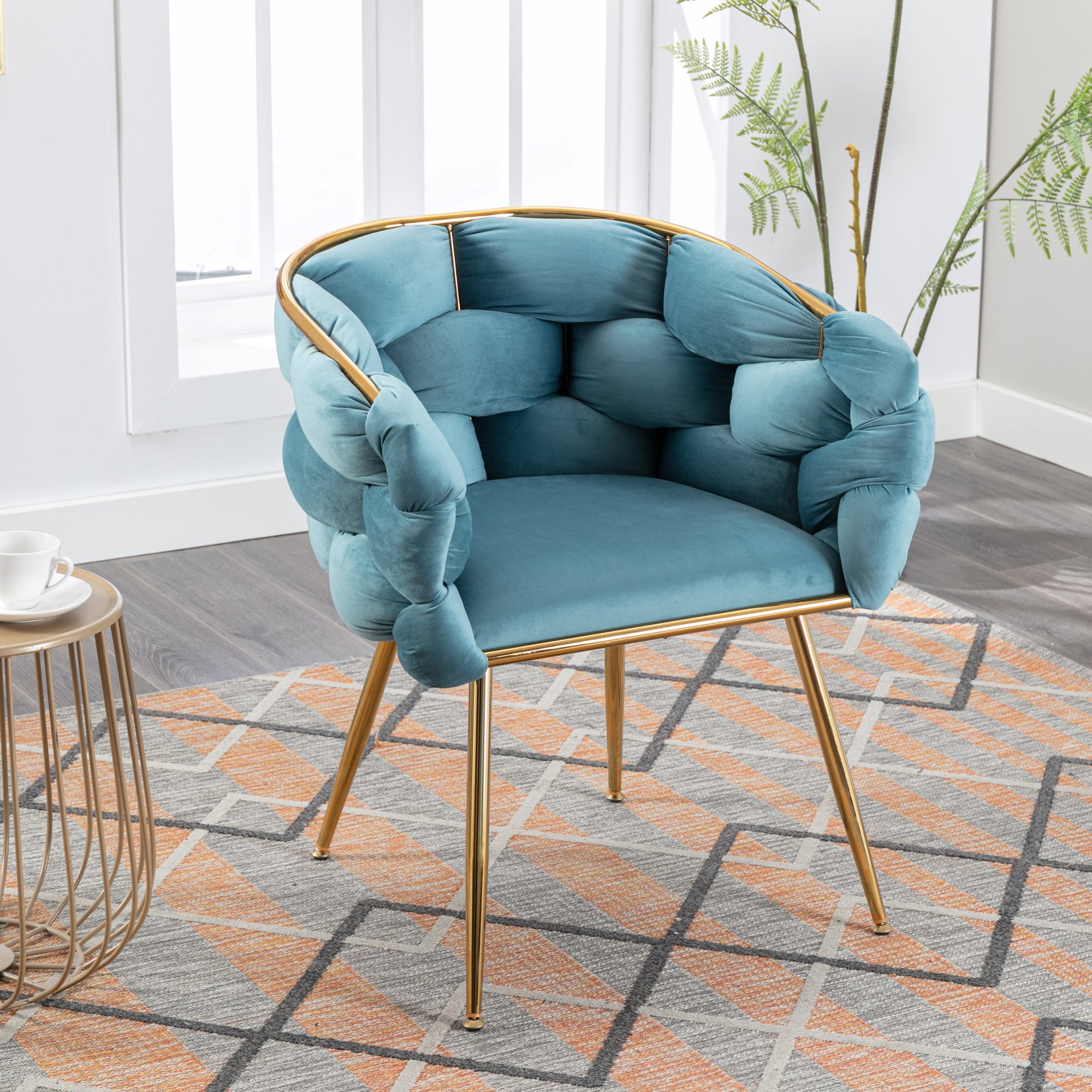 Luxury Modern Simple Leisure Velvet Side Chair, Blue