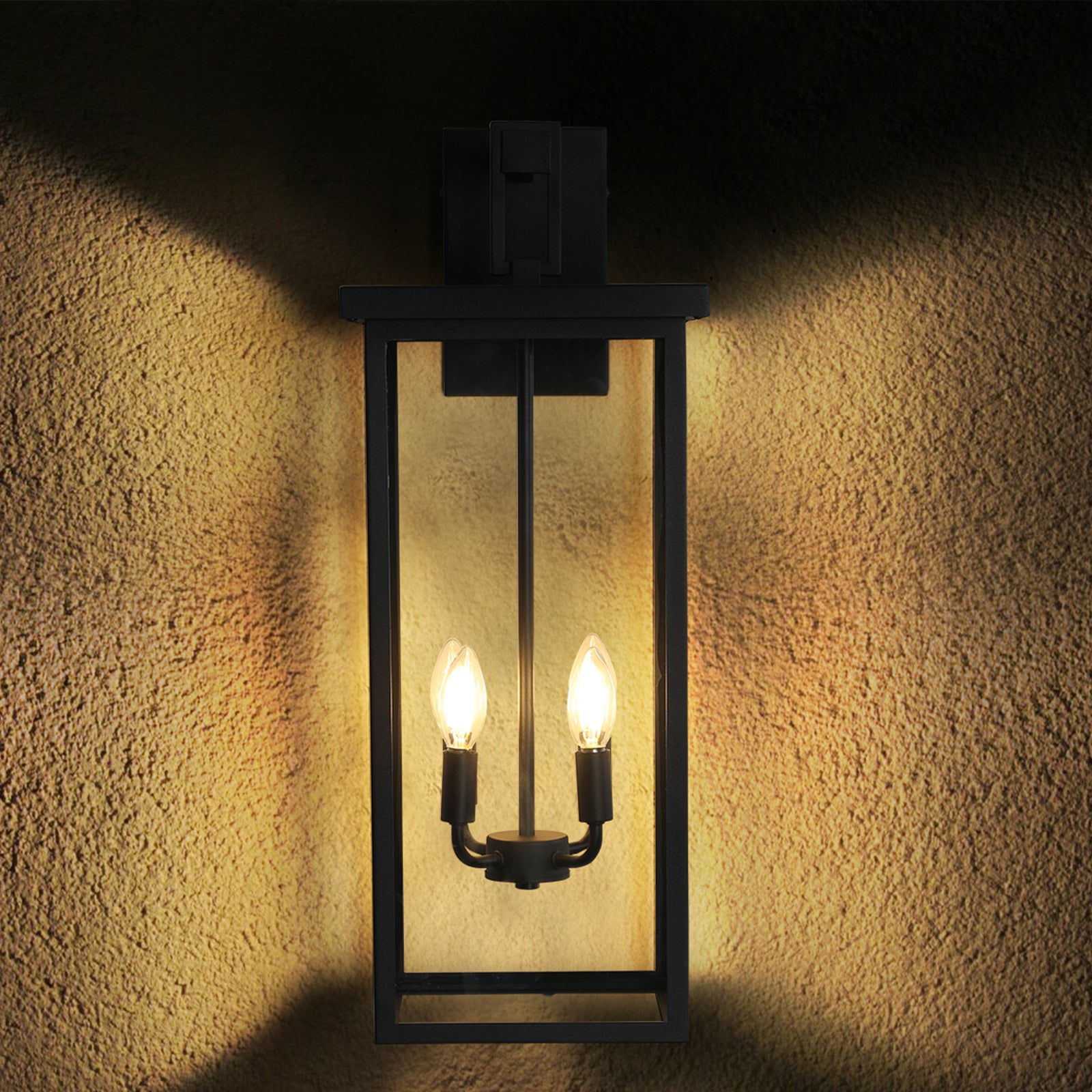 4-Light Black Outdoor Wall Light (No Bulbs)