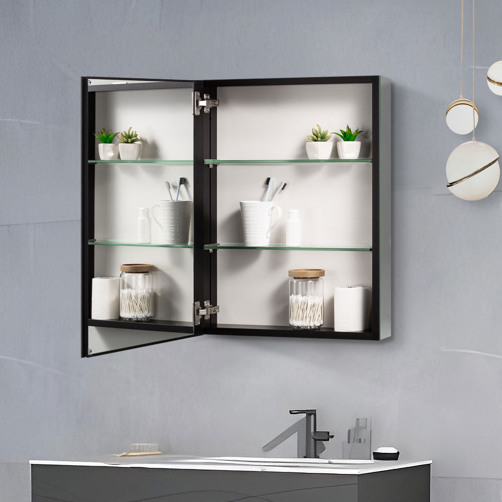 20X26 Inches Matted Black Medicine Cabinet Surface Mount Or Recess With Mirror Bathroom Livingroom