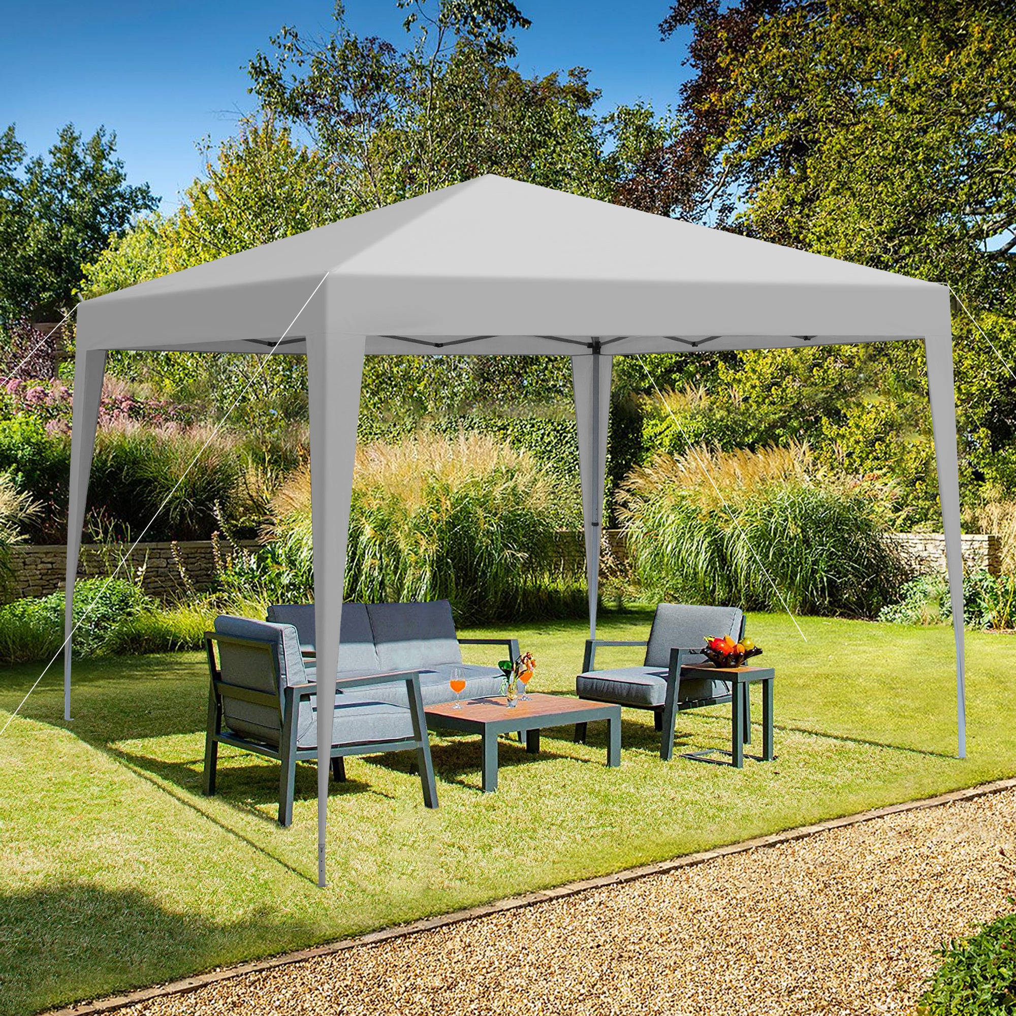 🆓🚛 Outdoor 10x 10Ft Pop Up Gazebo Canopy Tent with 4pcs Weight sand bag & Carry Bag, Gray