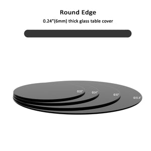 CALMY 30" Inch Round Tempered Glass Table Top Black Glass 1/4" Inch Thick Round Polished Edge