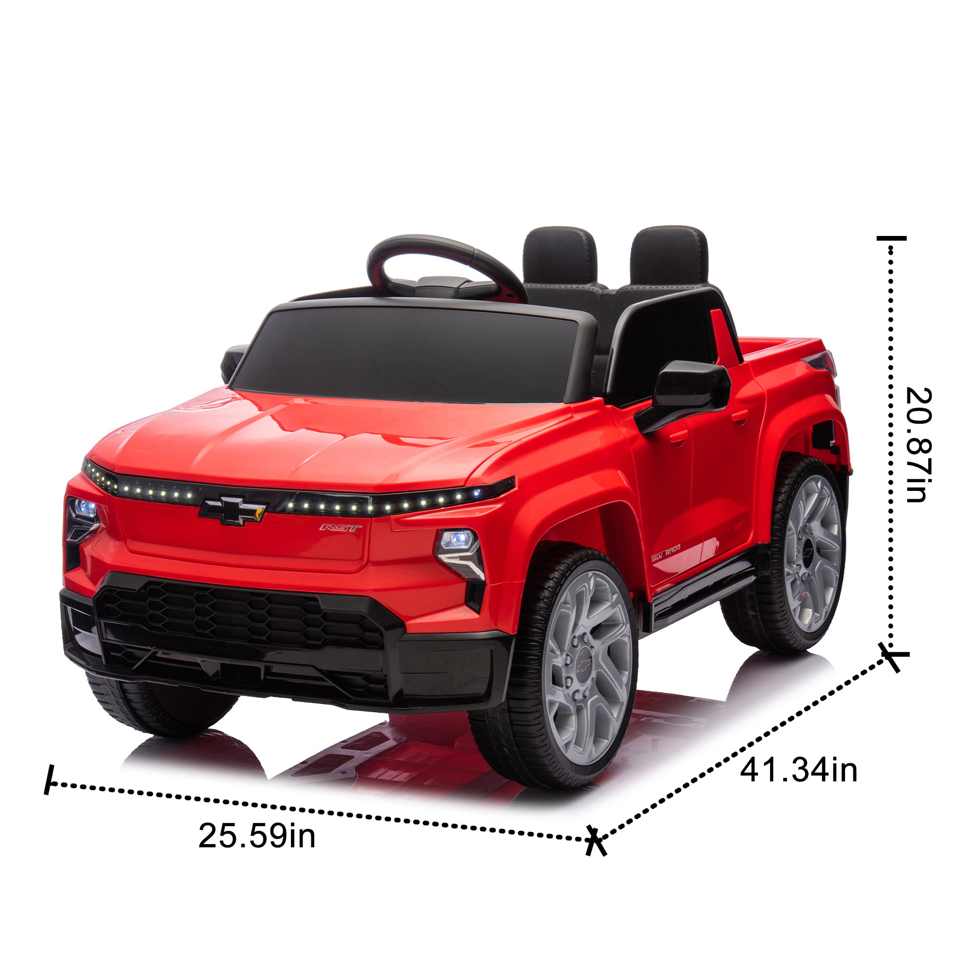 24V Kids Ride On Car W/Parents Control, Licensed Chevrolet Silverado, Four-Wheel Suspension, Led Lights, Bluetooth, Music, Usb, Mp3, Power Display, Speeds 2.49-3.73Mph for Kids Aged 37-95 Months.