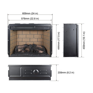 23 Inch Infrared Quartz Heater Freestanding Electric Fireplace Insert - Fake Wood & Brick Design - Remote Control LamCham