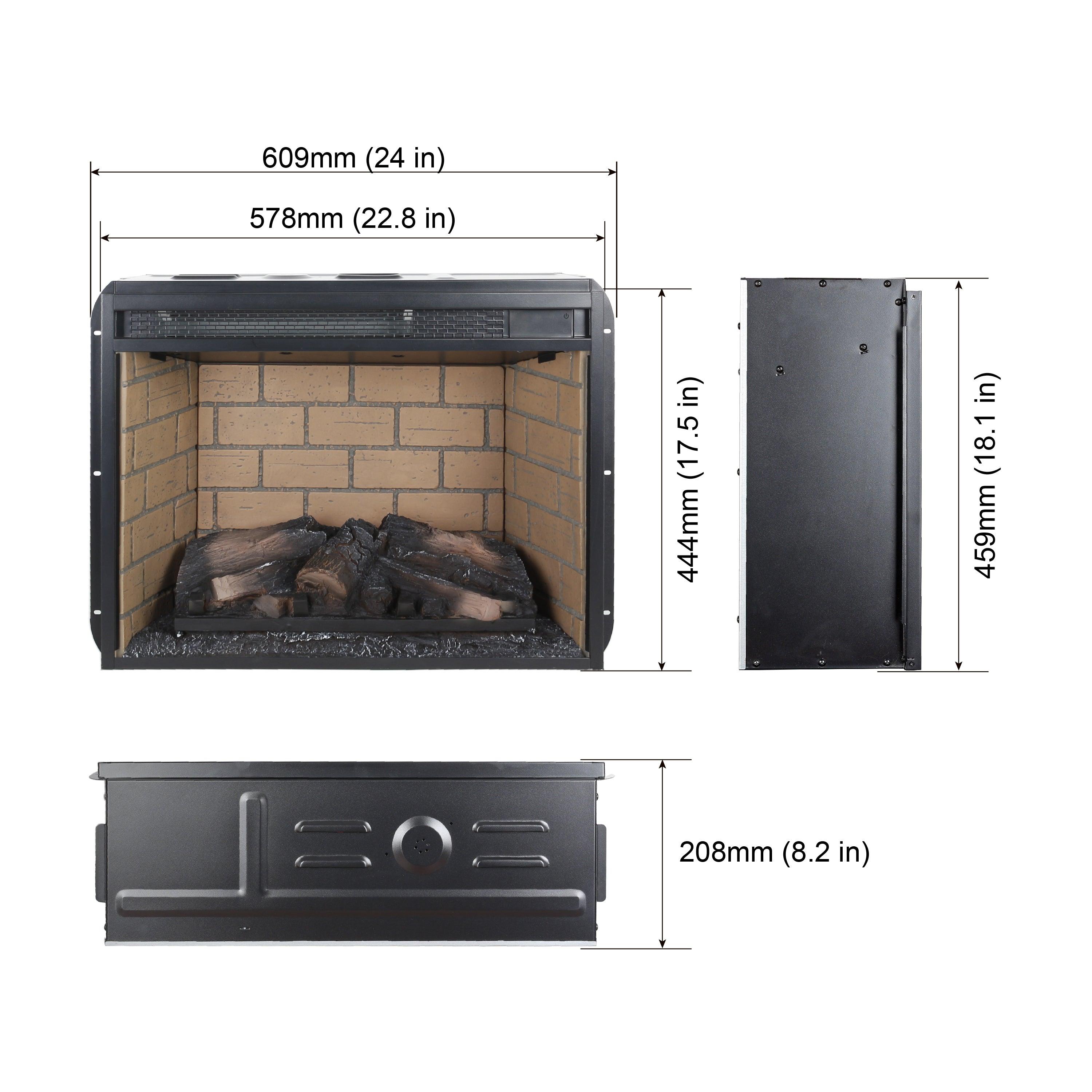 23 Inch Infrared Quartz Heater Freestanding Electric Fireplace Insert - Fake Wood & Brick Design - Remote Control LamCham