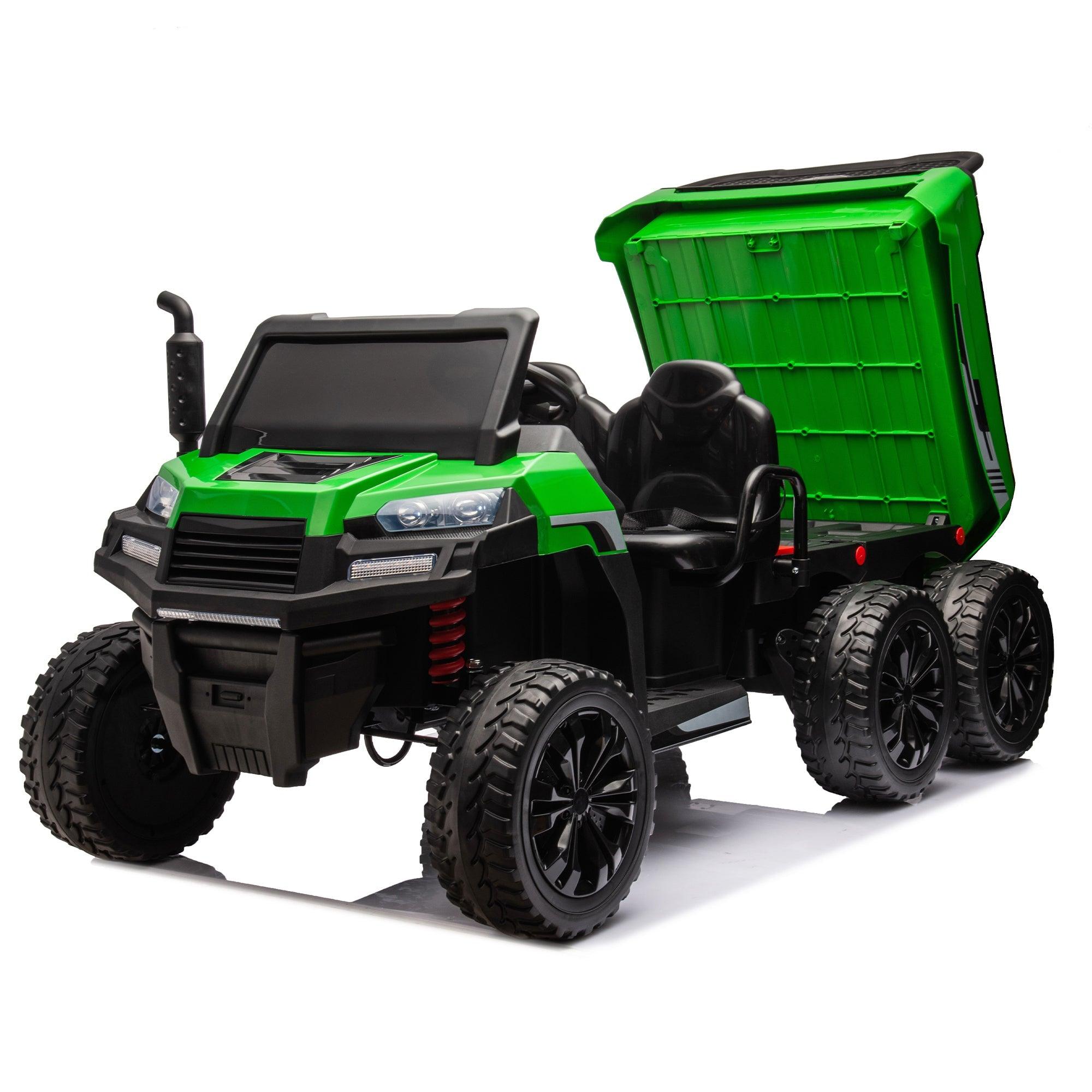 24V 2-Seater UTV-XXL Ride On Truck with Dump Bed for kid, Ride On 4WD UTV with 6 Wheels, Foam Tires, Suitable for Off-Roading, Remote control, Three-Point Safety Harness LamCham