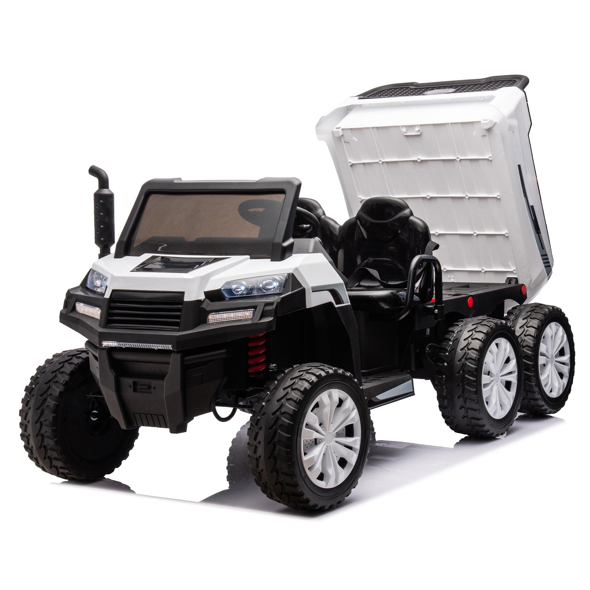 24V 2-Seater UTV-XXL Ride On Truck with Dump Bed for kid, Ride On 4WD UTV with 6 Wheels, Foam Tires, Suitable for Off-Roading, Remote control, Three-Point Safety Harness LamCham