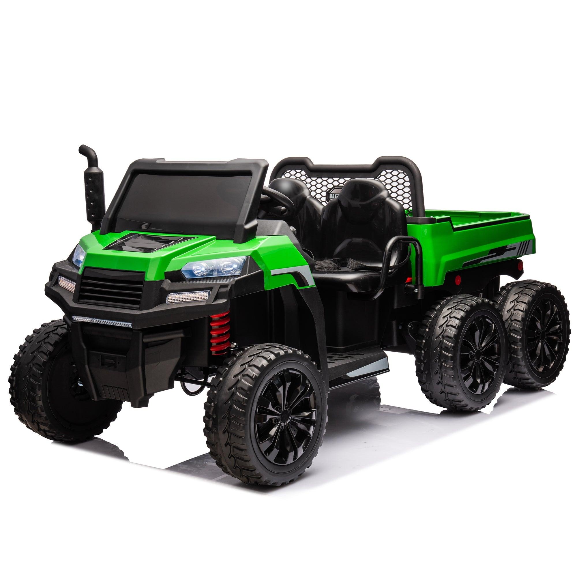 24V 2-Seater UTV-XXL Ride On Truck with Dump Bed for kid, Ride On 4WD UTV with 6 Wheels, Foam Tires, Suitable for Off-Roading, Remote control, Three-Point Safety Harness LamCham