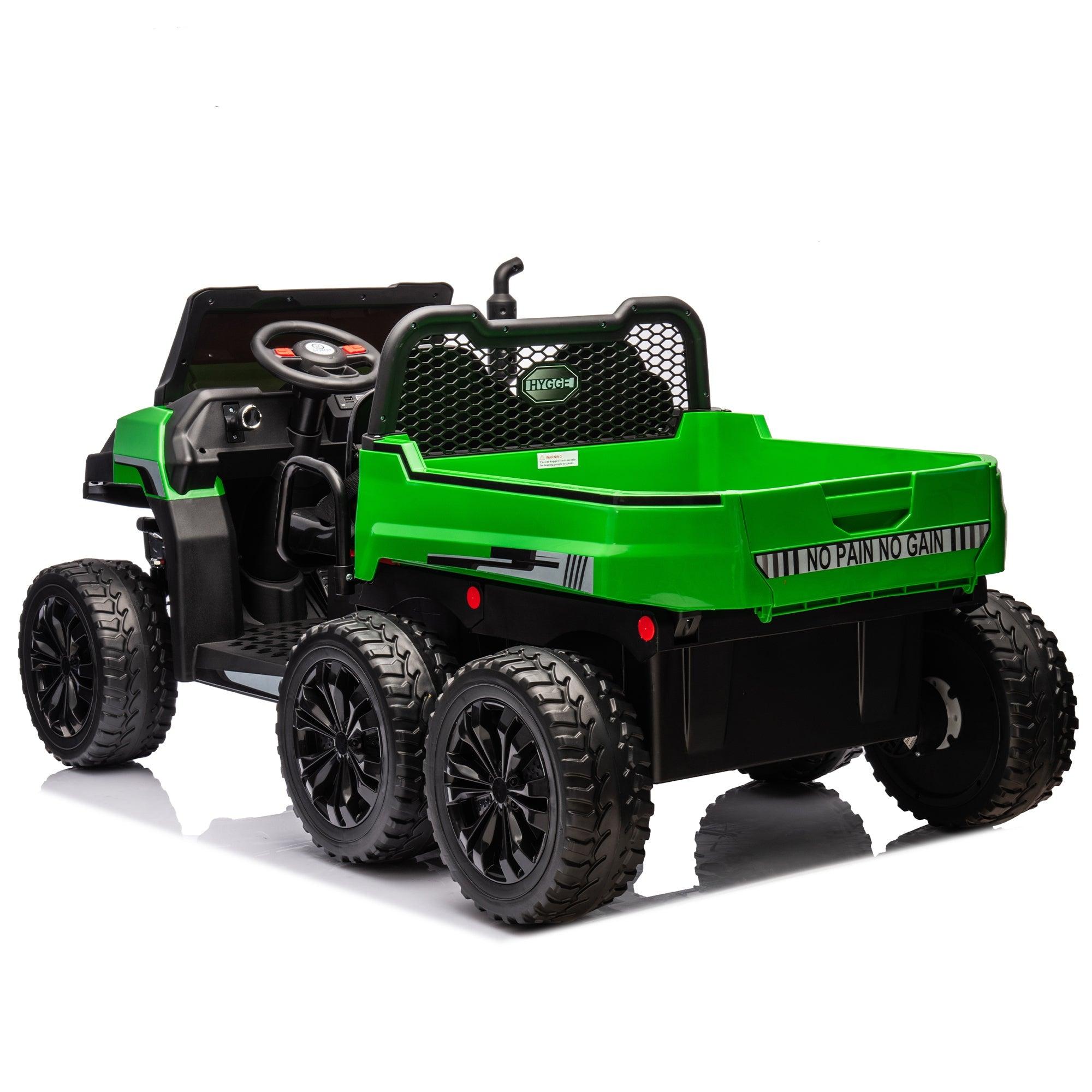 24V 2-Seater UTV-XXL Ride On Truck with Dump Bed for kid, Ride On 4WD UTV with 6 Wheels, Foam Tires, Suitable for Off-Roading, Remote control, Three-Point Safety Harness LamCham