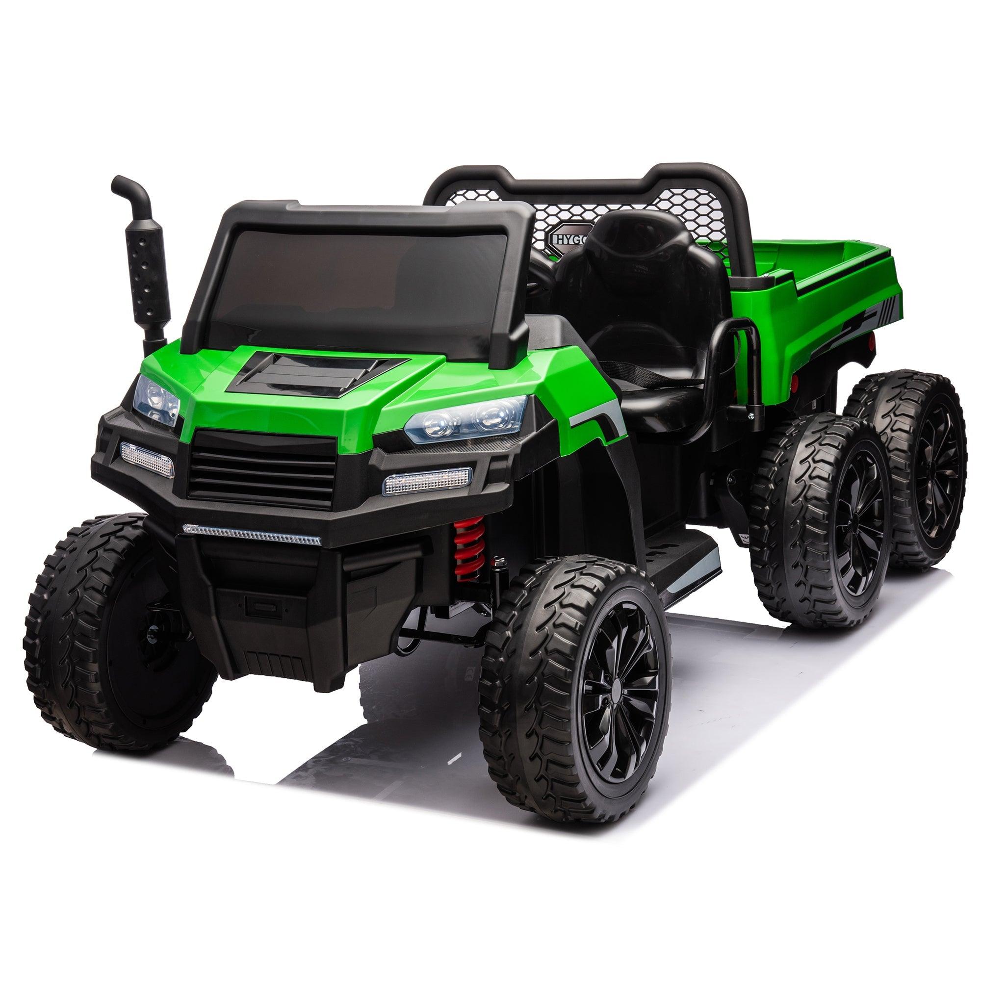 24V 2-Seater UTV-XXL Ride On Truck with Dump Bed for kid, Ride On 4WD UTV with 6 Wheels, Foam Tires, Suitable for Off-Roading, Remote control, Three-Point Safety Harness LamCham