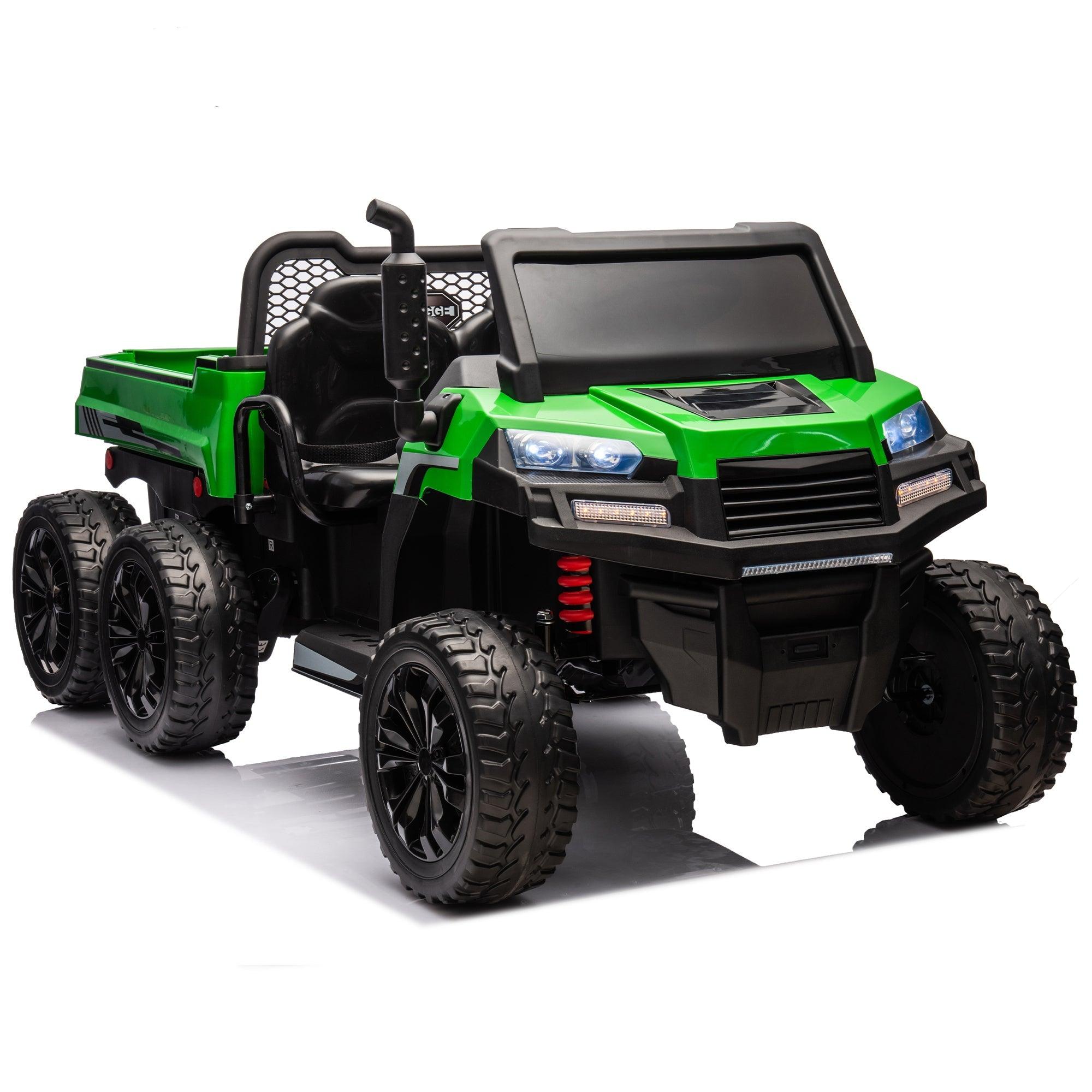 24V 2-Seater UTV-XXL Ride On Truck with Dump Bed for kid, Ride On 4WD UTV with 6 Wheels, Foam Tires, Suitable for Off-Roading, Remote control, Three-Point Safety Harness LamCham