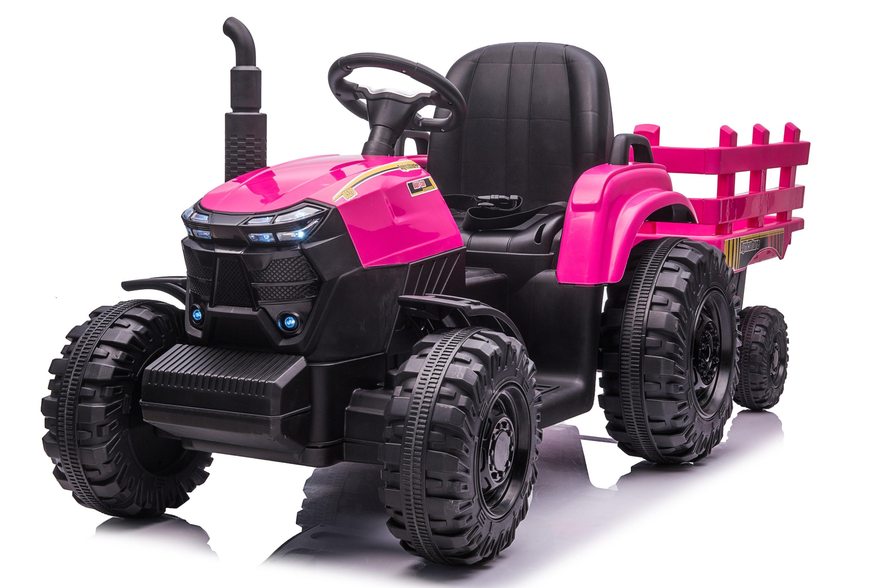 24V Kids Tractor, Key Start, Forward & Backward, High & Low Speed, Tractor Sound, Front Light, USB, MP3, Power Display LamCham