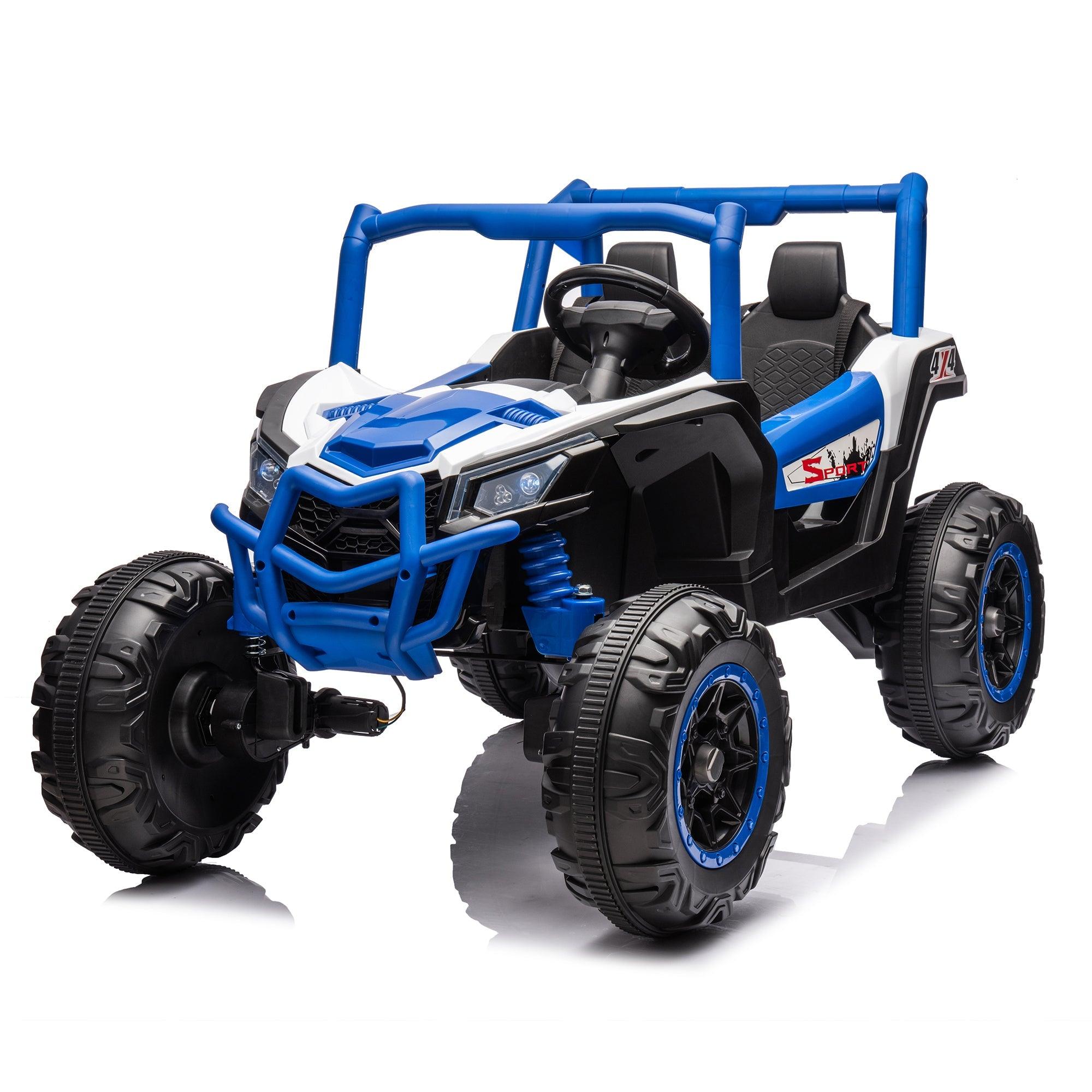 24V Ride On XXL UTV Car For Kid, 2Seater With Two Safety Belts, Side By Side 4X4 Ride On Off-Road Truck With Parent Remote Control, Battery Powered Electric Car W/High Low Speed, Two Safety Belts. LamCham