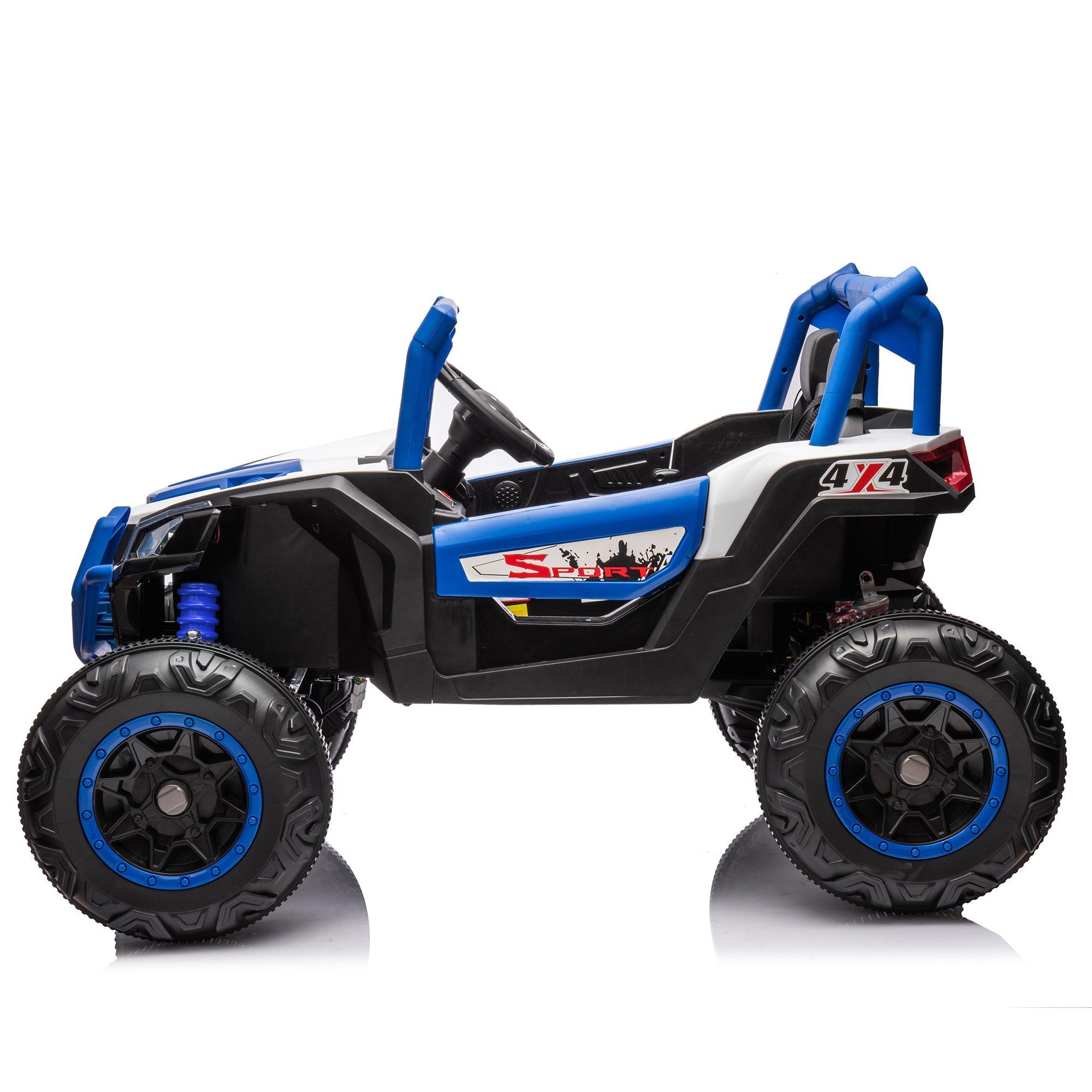 24V Ride On XXL UTV Car For Kid, 2Seater With Two Safety Belts, Side By Side 4X4 Ride On Off-Road Truck With Parent Remote Control, Battery Powered Electric Car W/High Low Speed, Two Safety Belts. LamCham