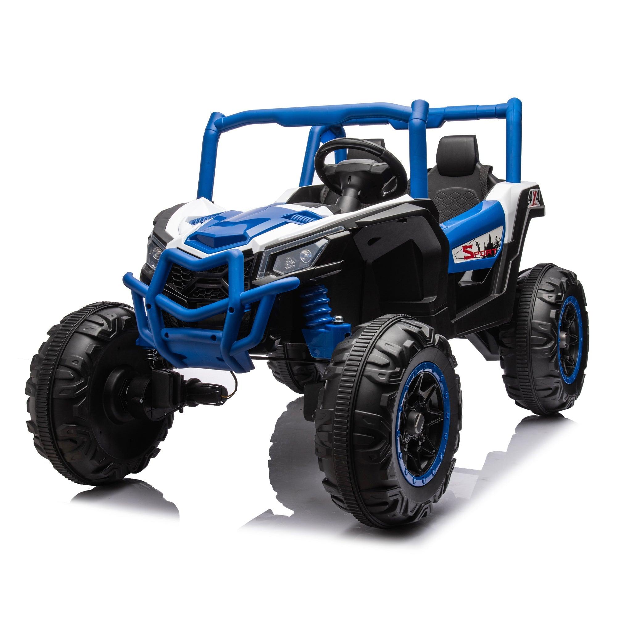 24V Ride On XXL UTV Car For Kid, 2Seater With Two Safety Belts, Side By Side 4X4 Ride On Off-Road Truck With Parent Remote Control, Battery Powered Electric Car W/High Low Speed, Two Safety Belts. LamCham