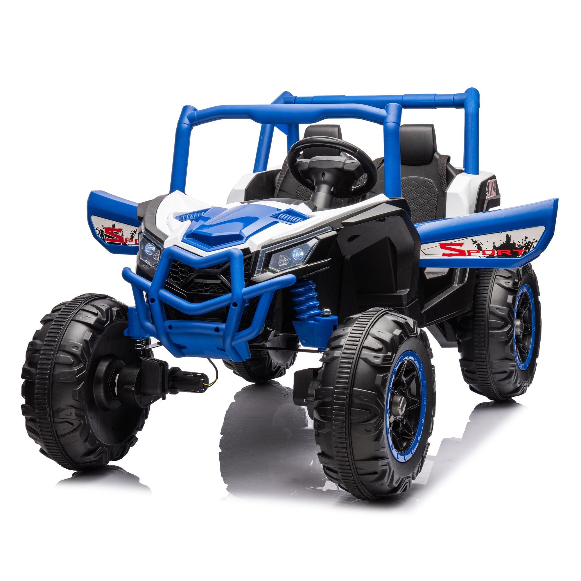 24V Ride On XXL UTV Car For Kid, 2Seater With Two Safety Belts, Side By Side 4X4 Ride On Off-Road Truck With Parent Remote Control, Battery Powered Electric Car W/High Low Speed, Two Safety Belts. LamCham