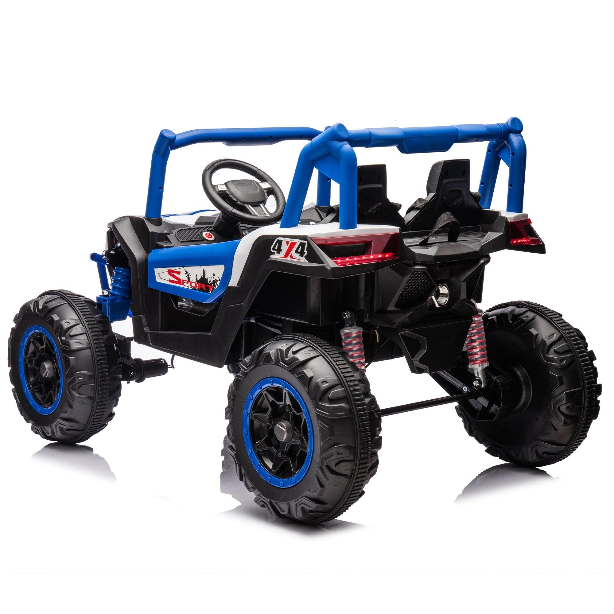 24V Ride On XXL UTV Car For Kid, 2Seater With Two Safety Belts, Side By Side 4X4 Ride On Off-Road Truck With Parent Remote Control, Battery Powered Electric Car W/High Low Speed, Two Safety Belts. LamCham