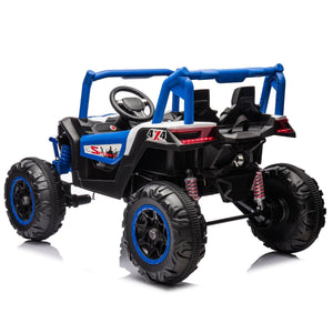 24V Ride On XXL UTV Car For Kid, 2Seater With Two Safety Belts, Side By Side 4X4 Ride On Off-Road Truck With Parent Remote Control, Battery Powered Electric Car W/High Low Speed, Two Safety Belts. LamCham