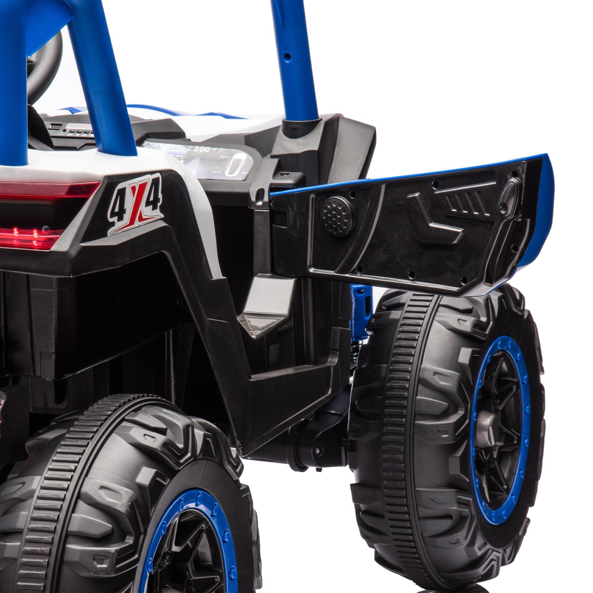 24V Ride On XXL UTV Car For Kid, 2Seater With Two Safety Belts, Side By Side 4X4 Ride On Off-Road Truck With Parent Remote Control, Battery Powered Electric Car W/High Low Speed, Two Safety Belts. LamCham