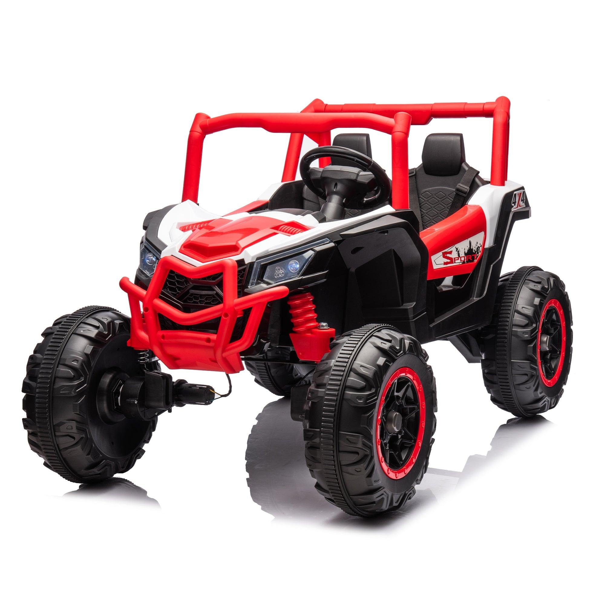 24V Ride On XXL UTV Car For Kid, 2Seater With Two Safety Belts, Side By Side 4X4 Ride On Off-Road Truck With Parent Remote Control, Battery Powered Electric Car W/High Low Speed, Two Safety Belts. LamCham