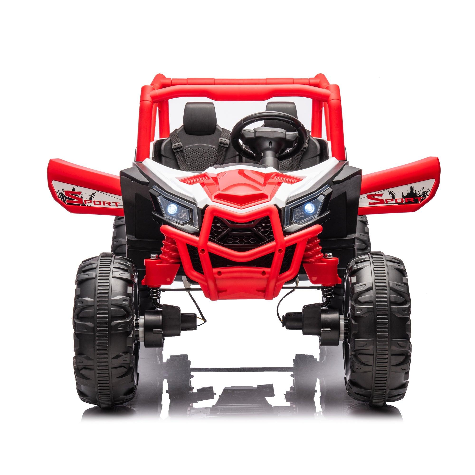 24V Ride On XXL UTV Car For Kid, 2Seater With Two Safety Belts, Side By Side 4X4 Ride On Off-Road Truck With Parent Remote Control, Battery Powered Electric Car W/High Low Speed, Two Safety Belts. LamCham