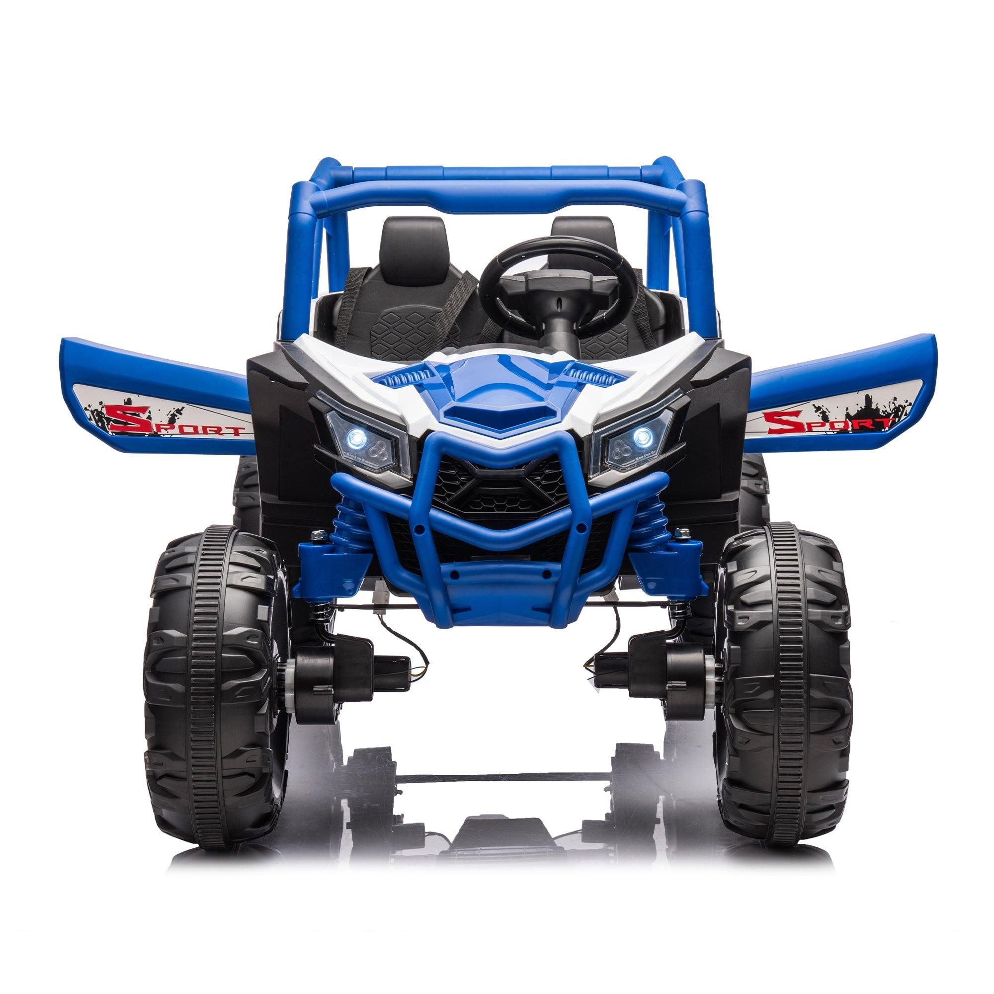 24V Ride On XXL UTV Car For Kid, 2Seater With Two Safety Belts, Side By Side 4X4 Ride On Off-Road Truck With Parent Remote Control, Battery Powered Electric Car W/High Low Speed, Two Safety Belts. LamCham