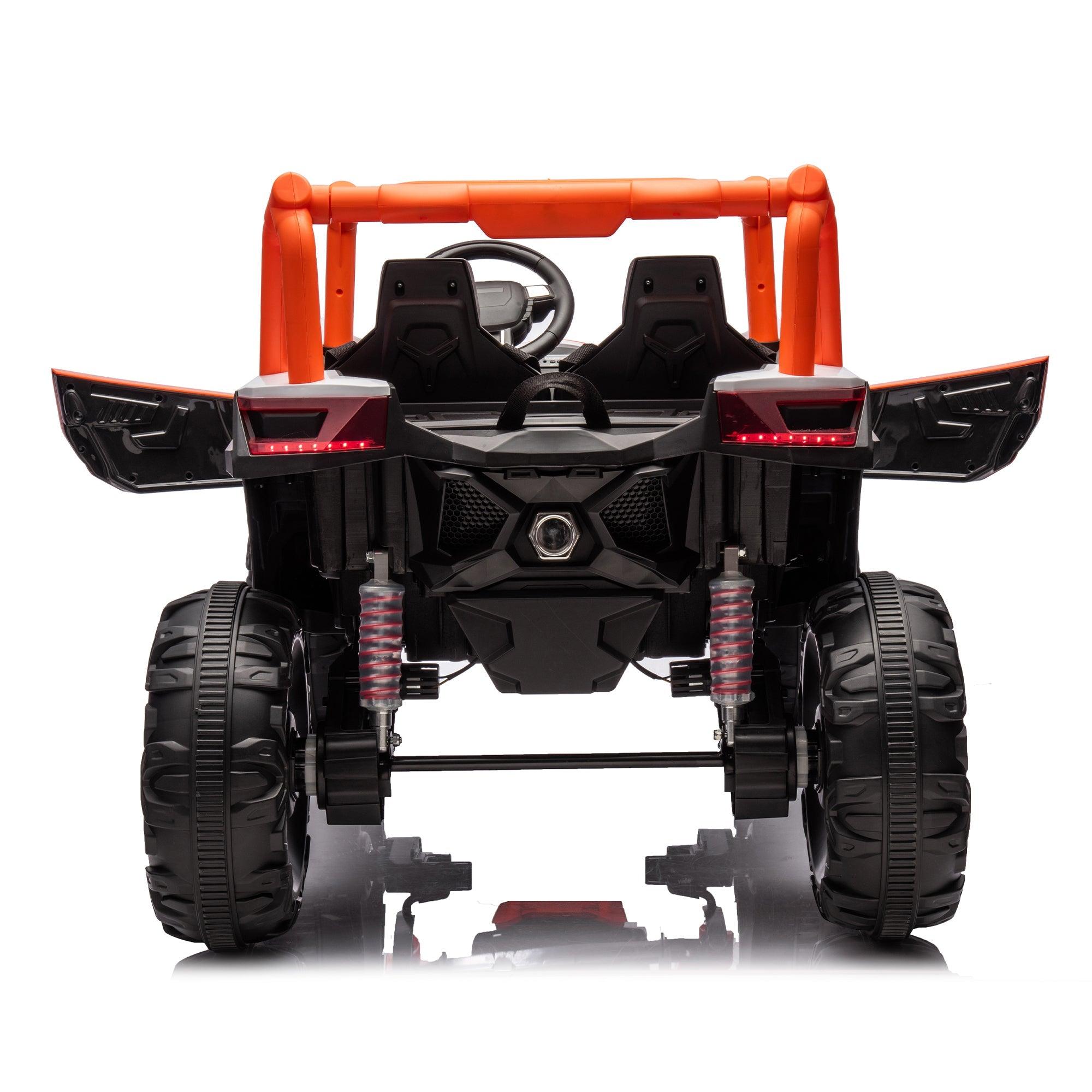 24V Ride On XXL UTV Car For Kid, 2Seater With Two Safety Belts, Side By Side 4X4 Ride On Off-Road Truck With Parent Remote Control, Battery Powered Electric Car W/High Low Speed, Two Safety Belts. LamCham