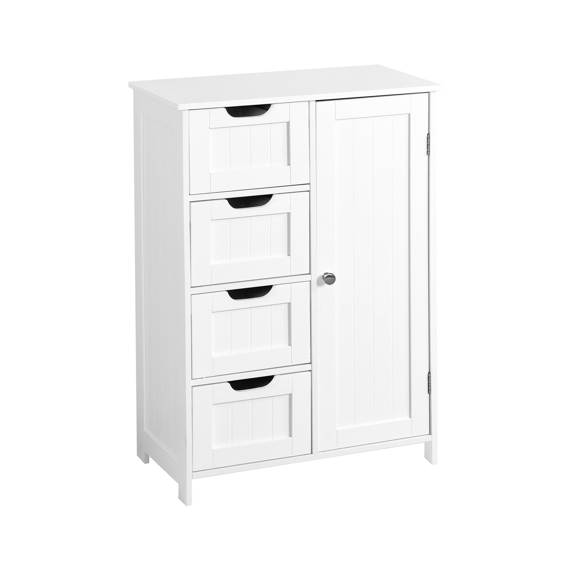 🆓🚛 White Bathroom Storage Cabinet, Floor Cabinet With Adjustable Shelf & Drawers