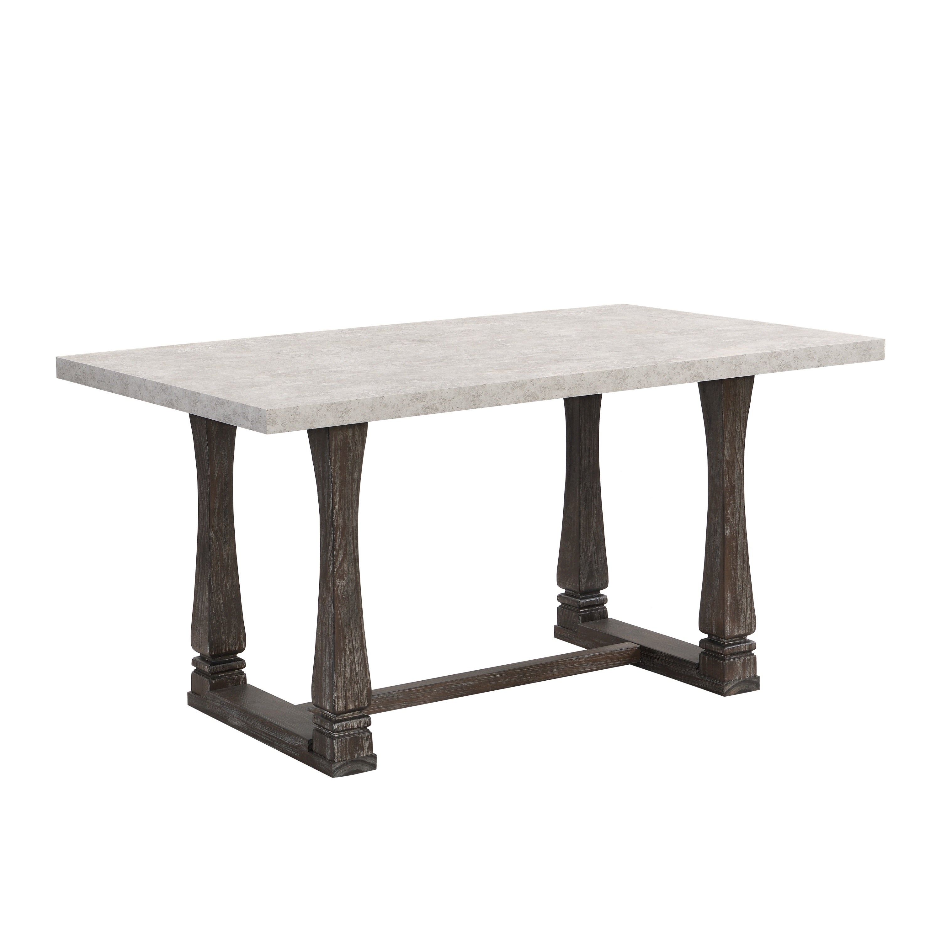 🆓🚛 60" Dining Table, Classic Farmhouse Rectangle Kitchen Table Ideal for Home, Kitchen, Gray Tabletop