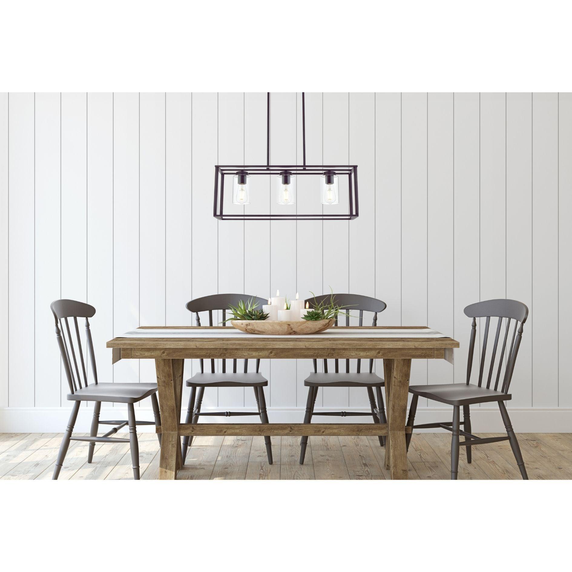 🆓🚛 Contemporary Chandeliers Black 3 Light Modern Dining Room Lighting Fixture