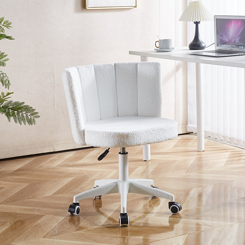 🆓🚛 Office Chair, Fluffy Fuzzy Comfortable Makeup Vanity Chair, Swivel Desk Chair Height Adjustable, White