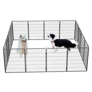 Dog Playpen Outdoor, 16 Panels Dog Pen 40" Height Dog Fence Exercise Pen With Doors For Large/Medium/Small Dogs, Portable Pet Playpen For Yard, RV, Camping, Hammer Paint Finish