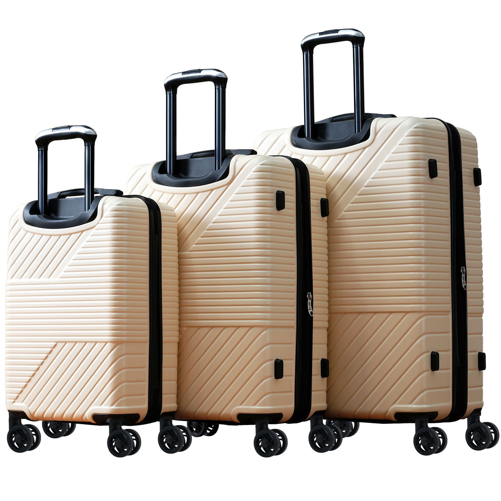 🆓🚛 Hardshell Luggage Sets 3 Piece Double Spinner 8 Wheels Suitcase With TSA Lock Lightweight 20''24''28'', White