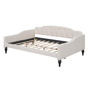 Full Size Upholstered Tufted Daybed, Beige