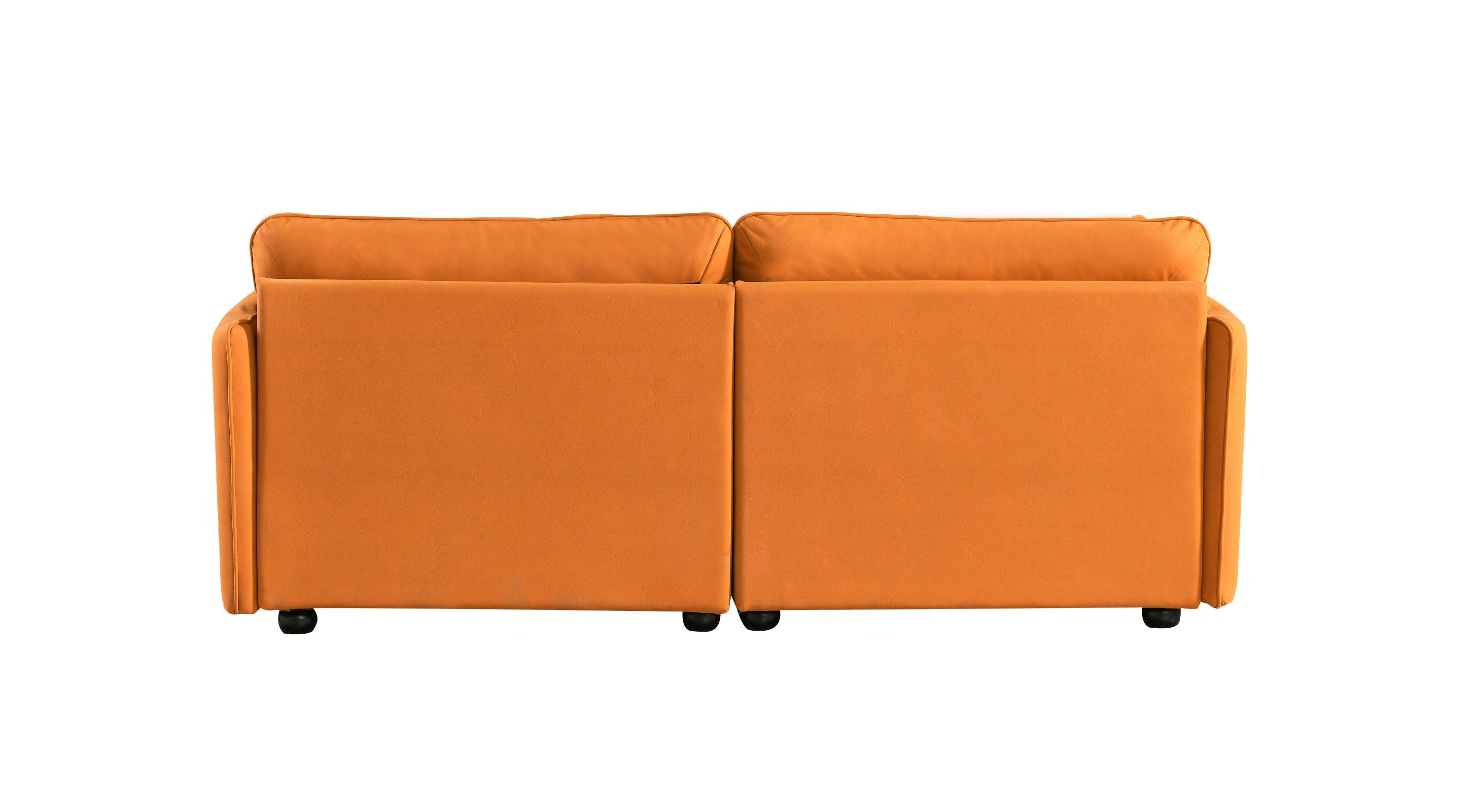 GEFAYLUO 75.6" Tech Cloth Sofa Couch, Large Deep Seat Sofa, Loveseat With Hardwood Frame,  Orange