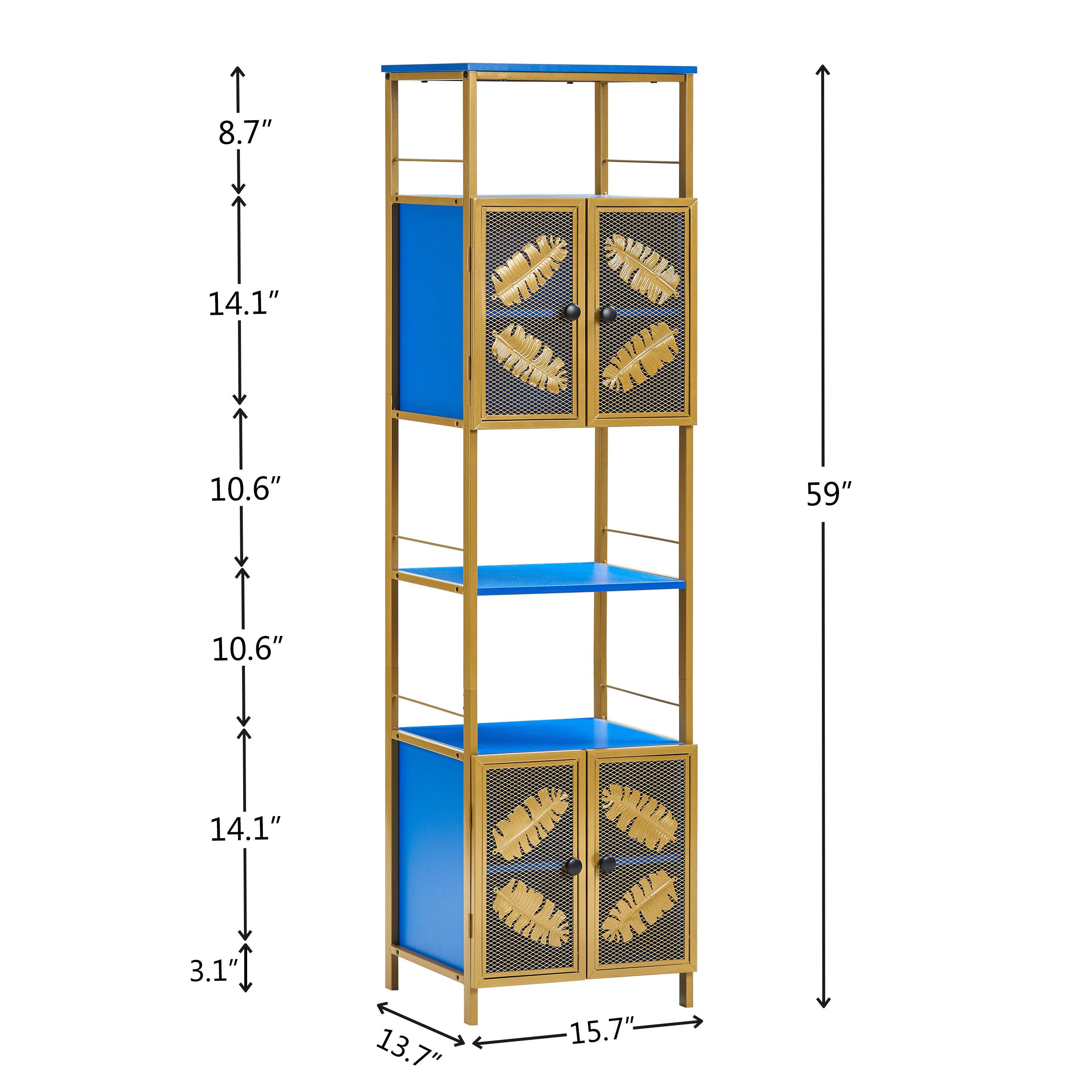 🆓🚛 Tall Large Floor Storage Cabinet With Open Compartments & 2 Cabinets With Doors, Freestanding Cabinet, for Home Kitchen, Bathroom, Living Room