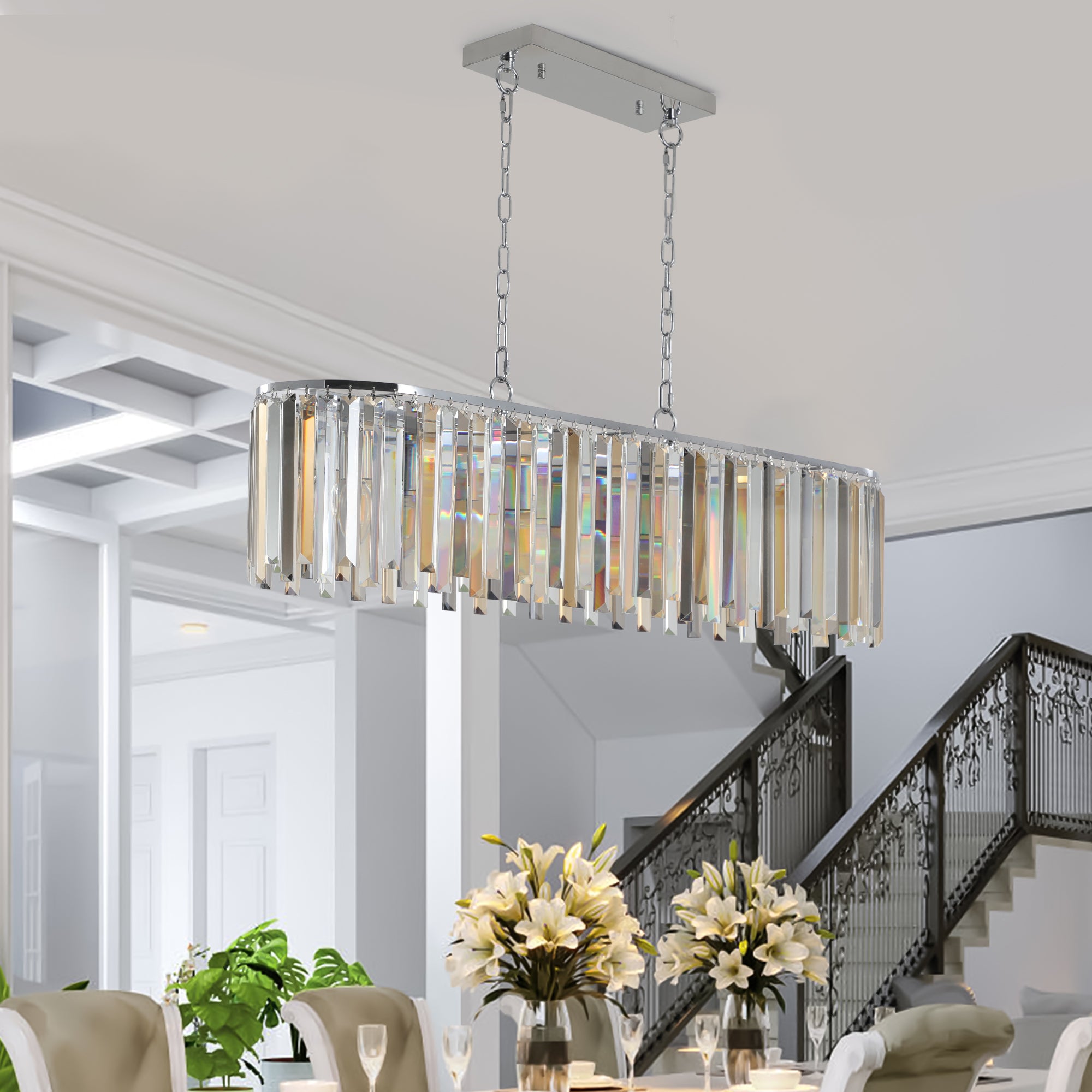 Modern Oval Crystal Ceiling Chandelier Luxury Home Decor Light Fixture (No Bulbs)