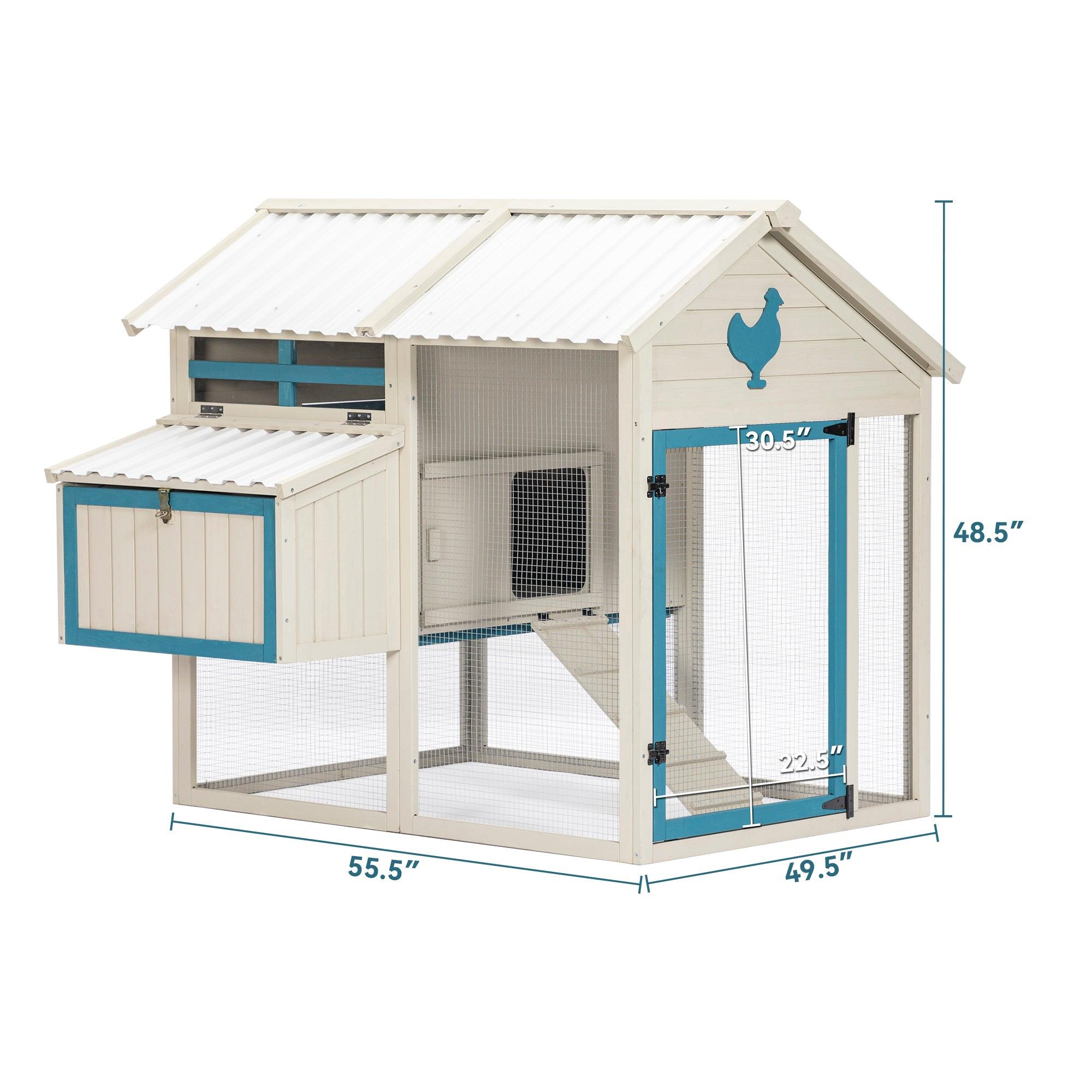 🆓🚛 Weatherproof Outdoor Chicken Coop With Waterproof Pvc Roof Outdoor Chicken Coop With Removable Bottom for Easy Cleaning.Large Space Coop Suitable for 6-8 Chickens.